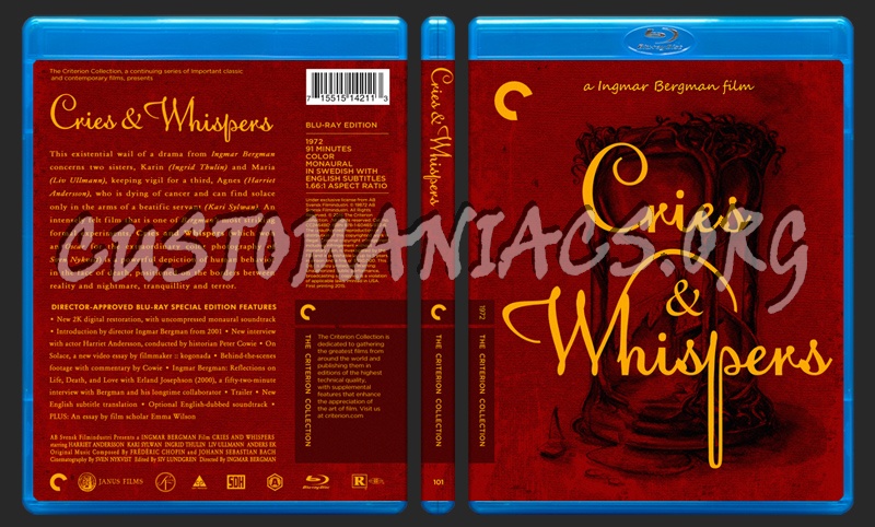 101 - Cries & Whispers blu-ray cover