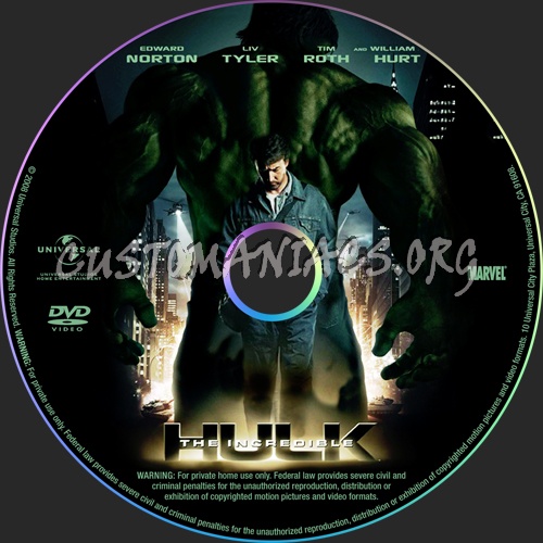 The Incredible Hulk dvd label