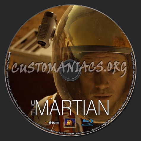 The Martian blu-ray label