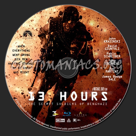 13 Hours: The Secret Soldiers of Benghazi blu-ray label