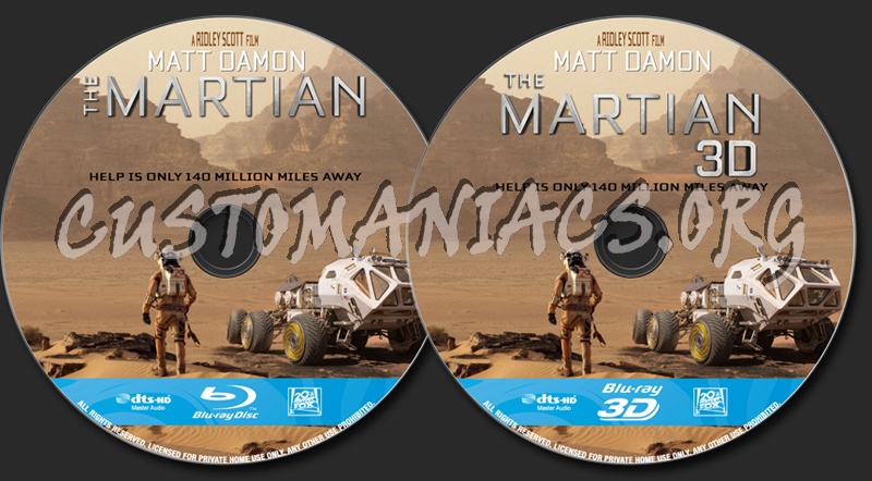 The Martian (2D+3D) blu-ray label