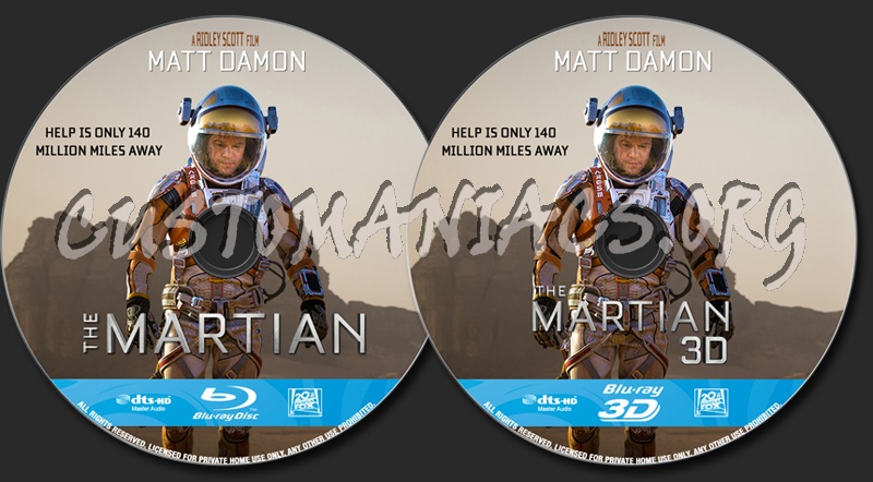 The Martian (2D+3D) blu-ray label