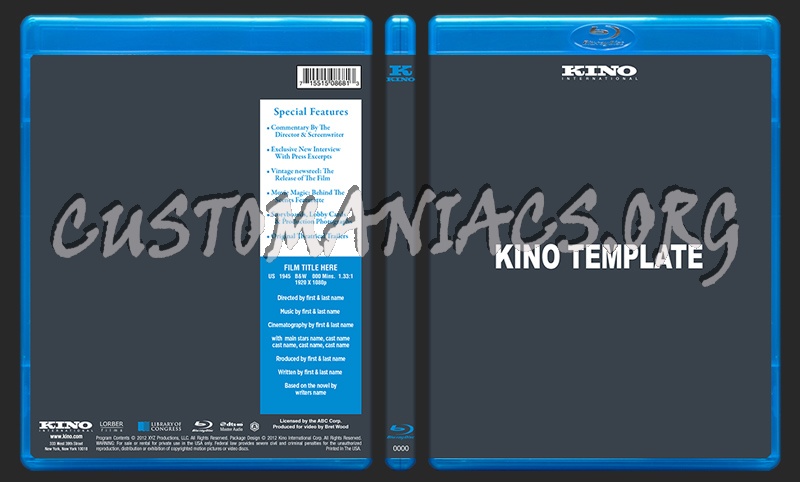 Kino Blu-ray Template dvd label