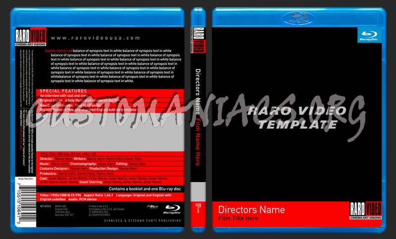 Raro Video Blu-ray Template dvd label