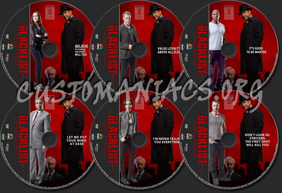 The Blacklist Season 3 dvd label