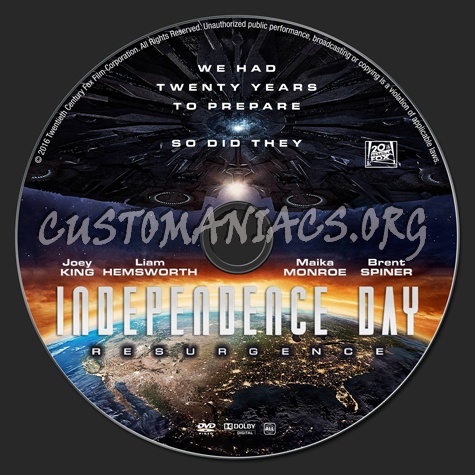 Independence Day: Resurgence dvd label