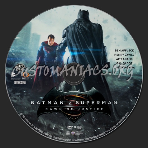 Batman v Superman: Dawn of Justice dvd label