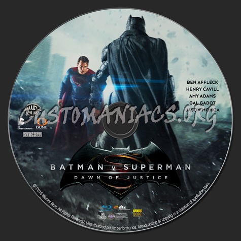 Batman v Superman: Dawn of Justice (2D & 3D) blu-ray label