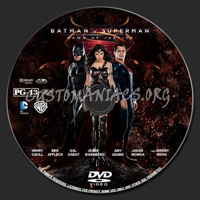 Batman v Superman: Dawn of Justice dvd label