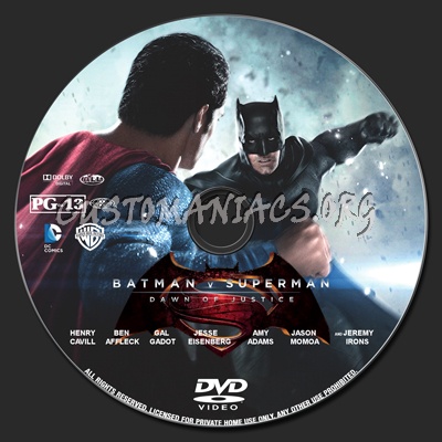 Batman v Superman: Dawn of Justice dvd label