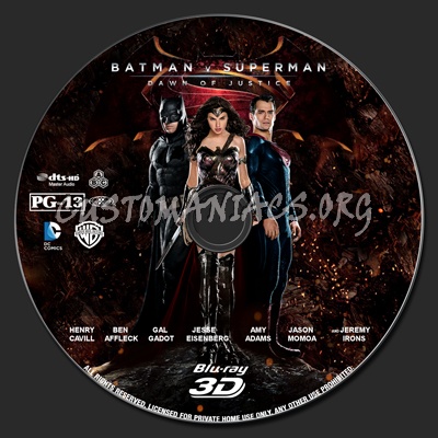 Batman v Superman: Dawn of Justice (2D+3D) blu-ray label