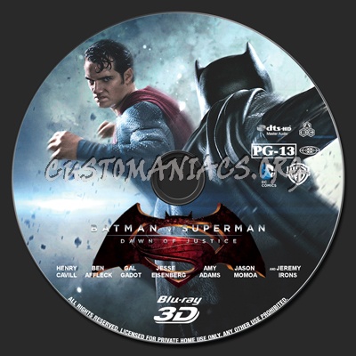 Batman v Superman: Dawn of Justice (2D+3D) blu-ray label