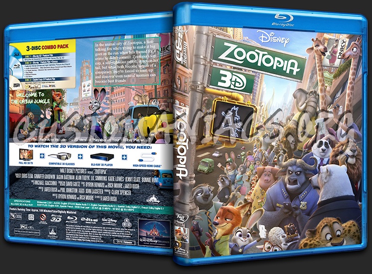 Zootopia 3D blu-ray cover