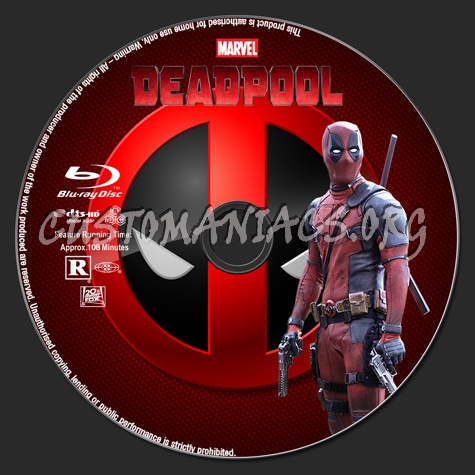 Deadpool (2D+3D) blu-ray label