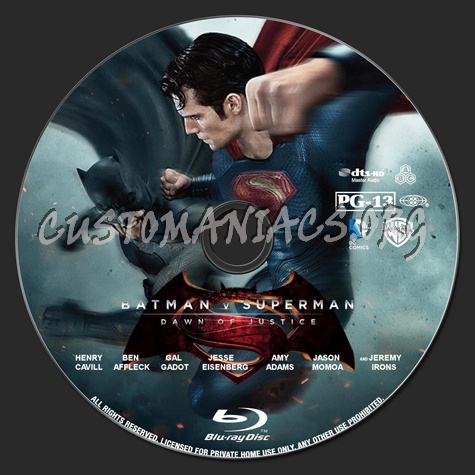 Batman v Superman: Dawn of Justice (2D+3D) blu-ray label