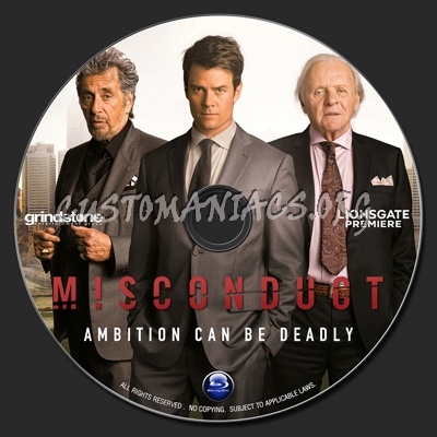 Misconduct (2016) blu-ray label