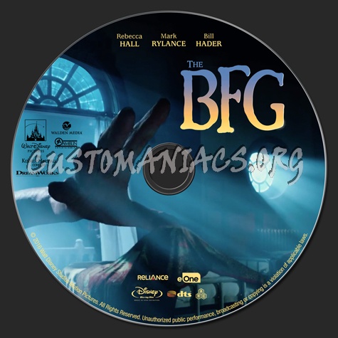 The BFG (Big Friendly Giant) blu-ray label