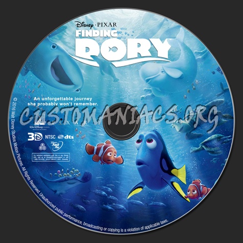 Finding Dory (2D & 3D) blu-ray label