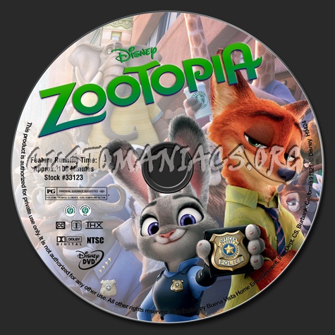 Zootopia dvd label