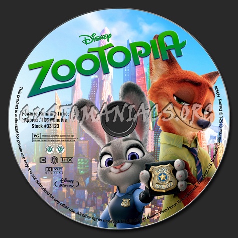 Zootopia blu-ray label