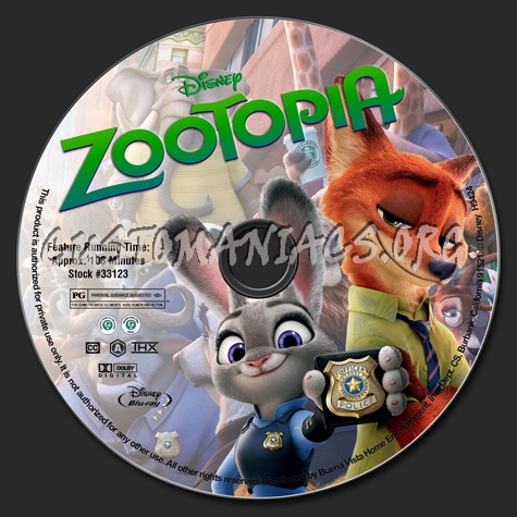 Zootopia blu-ray label