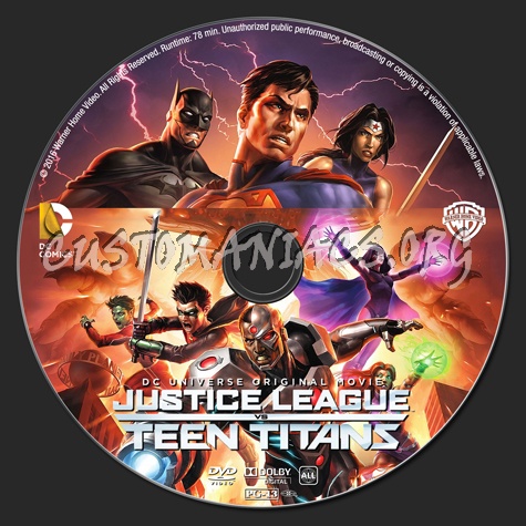 Justice League vs Teen Titans dvd label