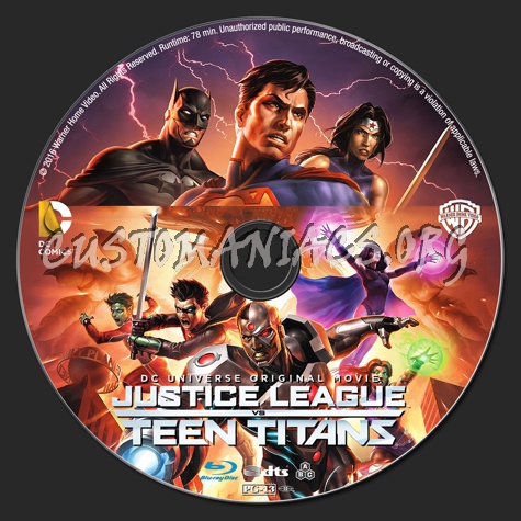 Justice League vs Teen Titans blu-ray label