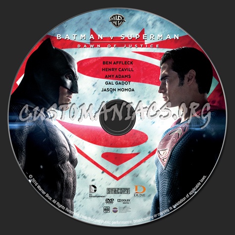 Batman v Superman: Dawn of Justice dvd label