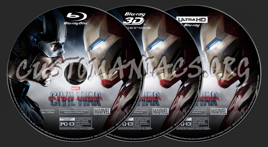 Captain America: Civil War (2D/3D/4K) blu-ray label