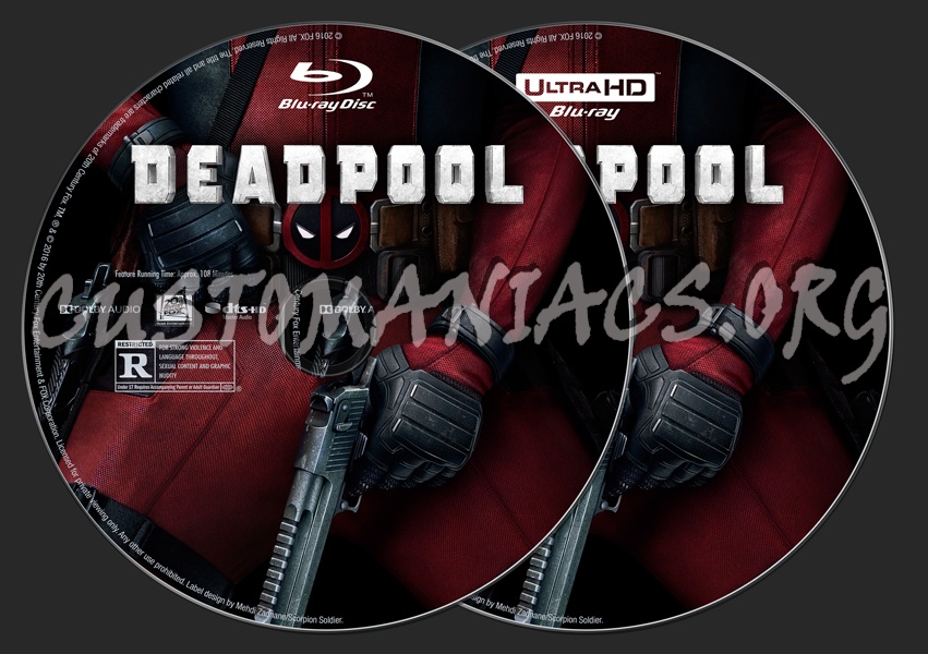 Deadpool (2D/4K) blu-ray label