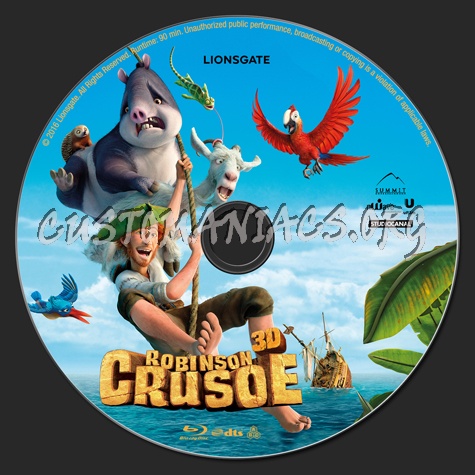 Robinson Crusoe (2016) 2D & 3D blu-ray label
