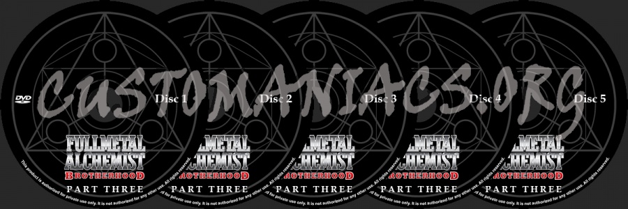 Fullmetal Alchemist: Brotherhood Part 3 dvd label
