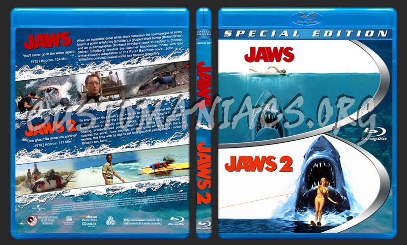Jaws / Jaws 2 Double Feature blu-ray cover