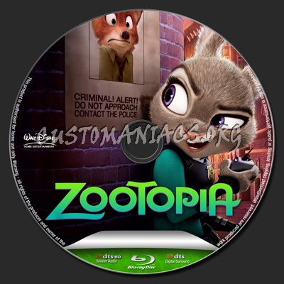 Zootopia blu-ray label