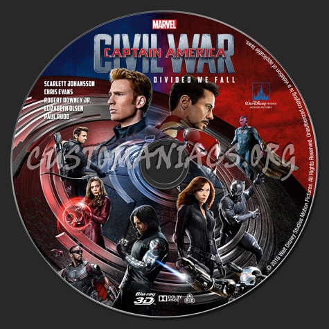 Captain America: Civil War (2D & 3D) blu-ray label