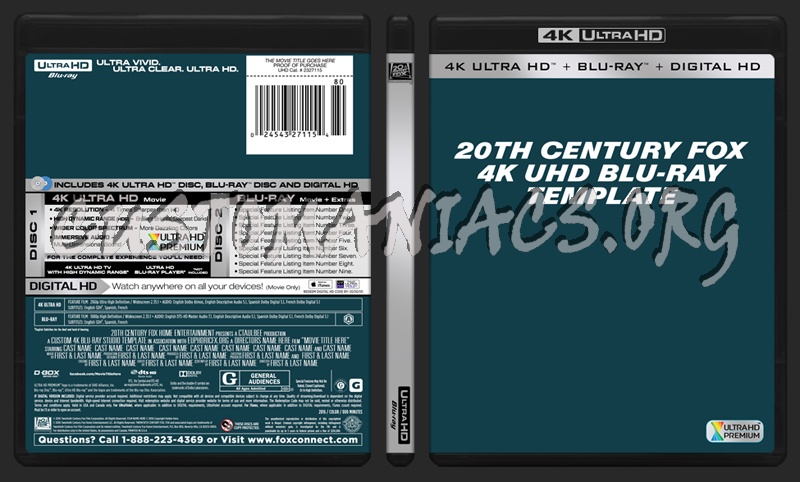 20th Century Fox 4k UHD Blu-ray Template dvd label