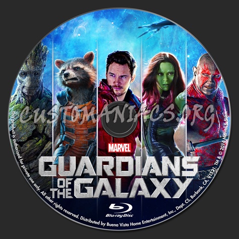 Guardians of the Galaxy blu-ray label
