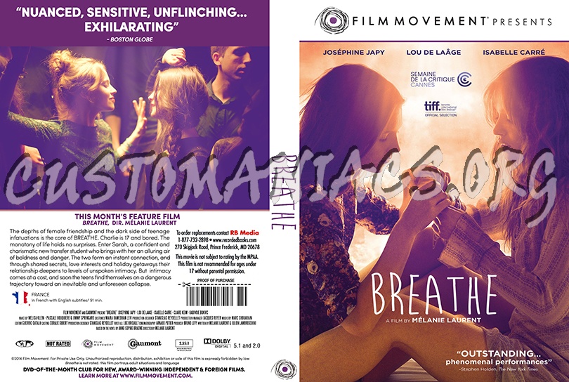 Breathe (Respire) dvd cover