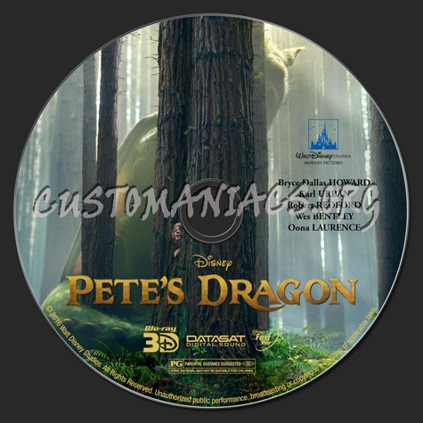 Pete's Dragon (2D & 3D) (2016) blu-ray label