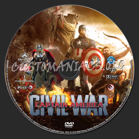 Captain America Civil War dvd label