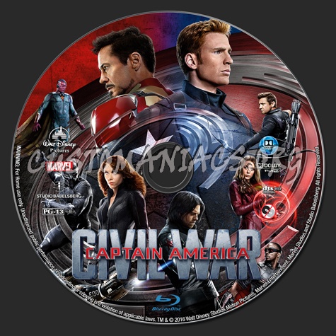 Captain America Civil War blu-ray label