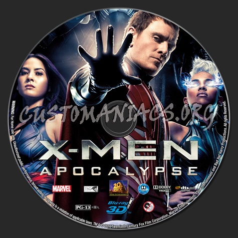 X-Men: Apocalypse 3d blu-ray label