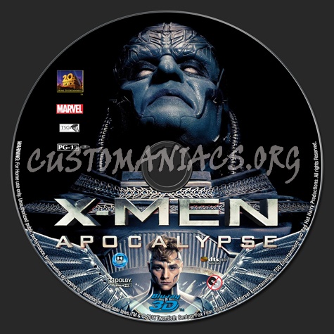 X-Men: Apocalypse 3d blu-ray label