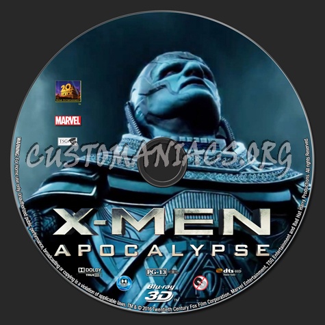 X-Men: Apocalypse 3d blu-ray label