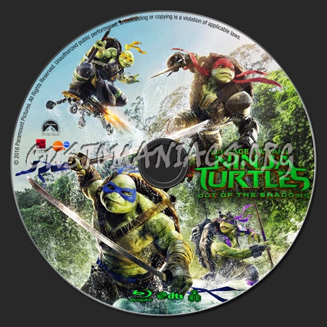 Teenage Mutant Ninja Turtles: Out of the Shadows (2D & 3D) blu-ray label