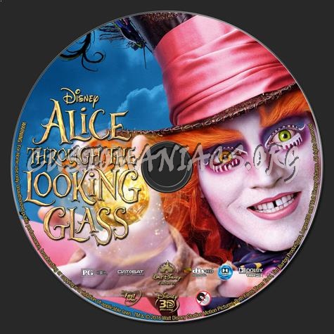 Alice Through the Looking Glass 3D (2016) blu-ray label