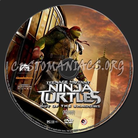 Teenage Mutant Ninja Turtles: Out of the Shadows dvd label