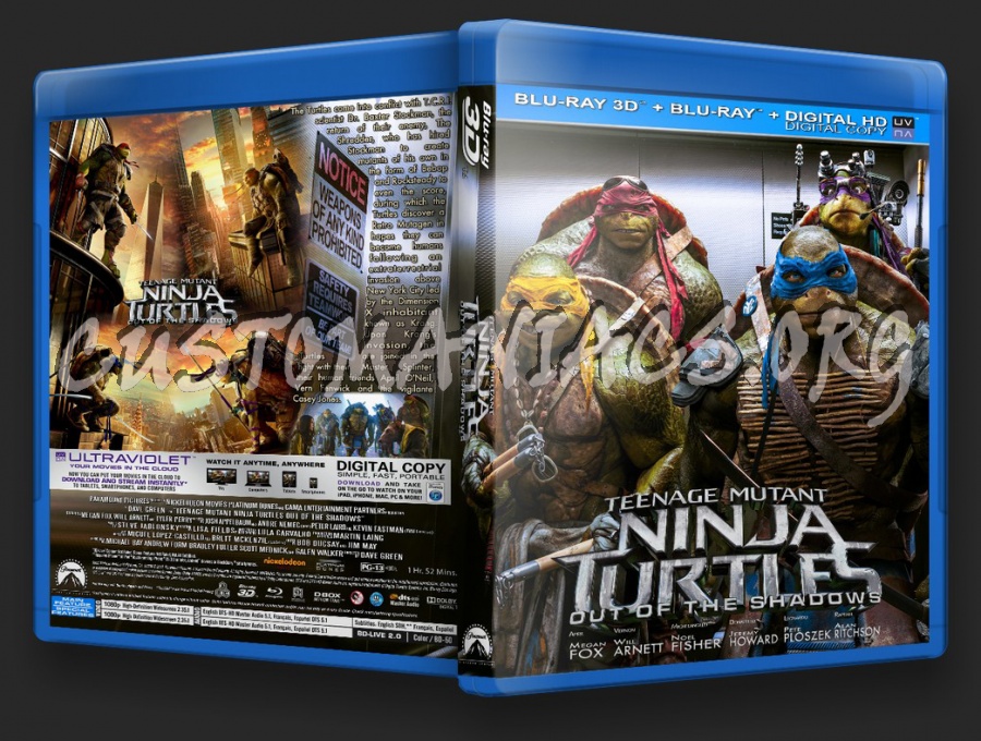 Teenage Mutant Ninja Turtles: Out of the Shadows 3D blu-ray cover