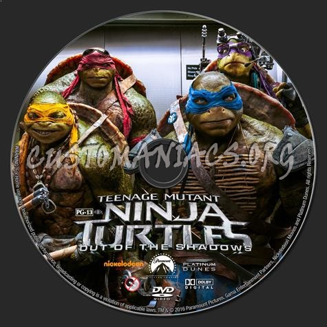 Teenage Mutant Ninja Turtles: Out of the Shadows dvd label