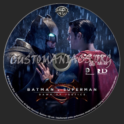 Batman v Superman: Dawn of Justice blu-ray label